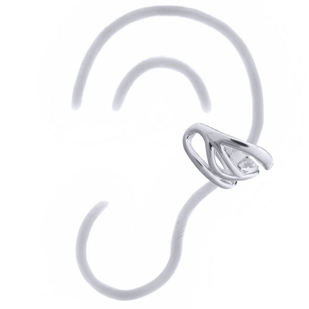 Silver  Pinched Curves Slip-on Helix Cuff Earrings - AEC004