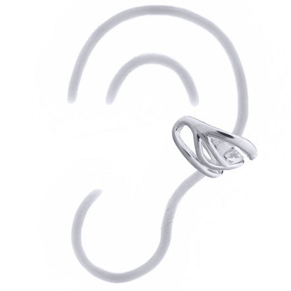 Silver  Pinched Curves Slip-on Helix Cuff Earrings - AEC004