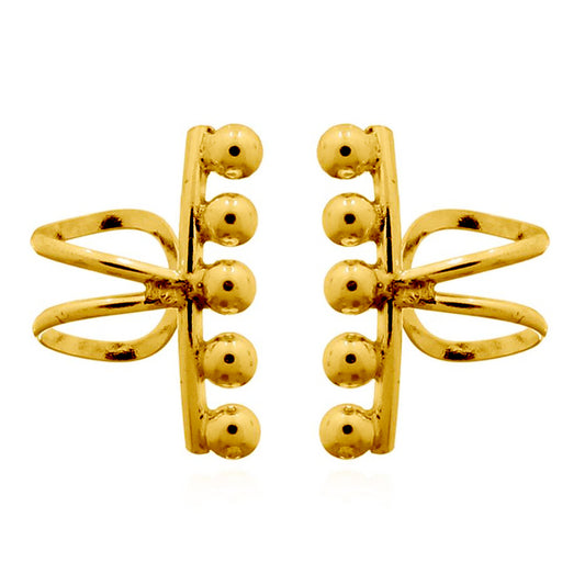 14k Gold-plated Silver  5 Jingle Balls Clip-on Helix Cuff Earrings - AEC005A