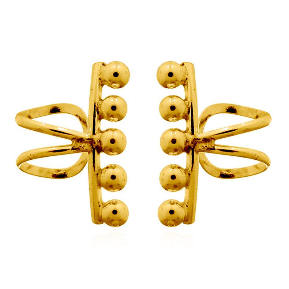 14k Gold-plated Silver  5 Jingle Balls Slip-on Helix Cuff Earrings - AEC005A