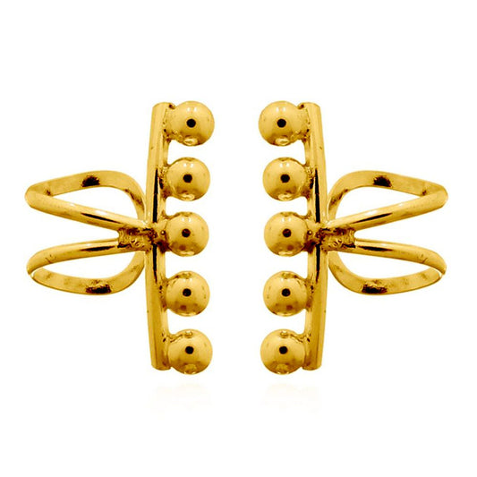 14k Gold-plated Silver  5 Jingle Balls Slip-on Helix Cuff Earrings - AEC005A