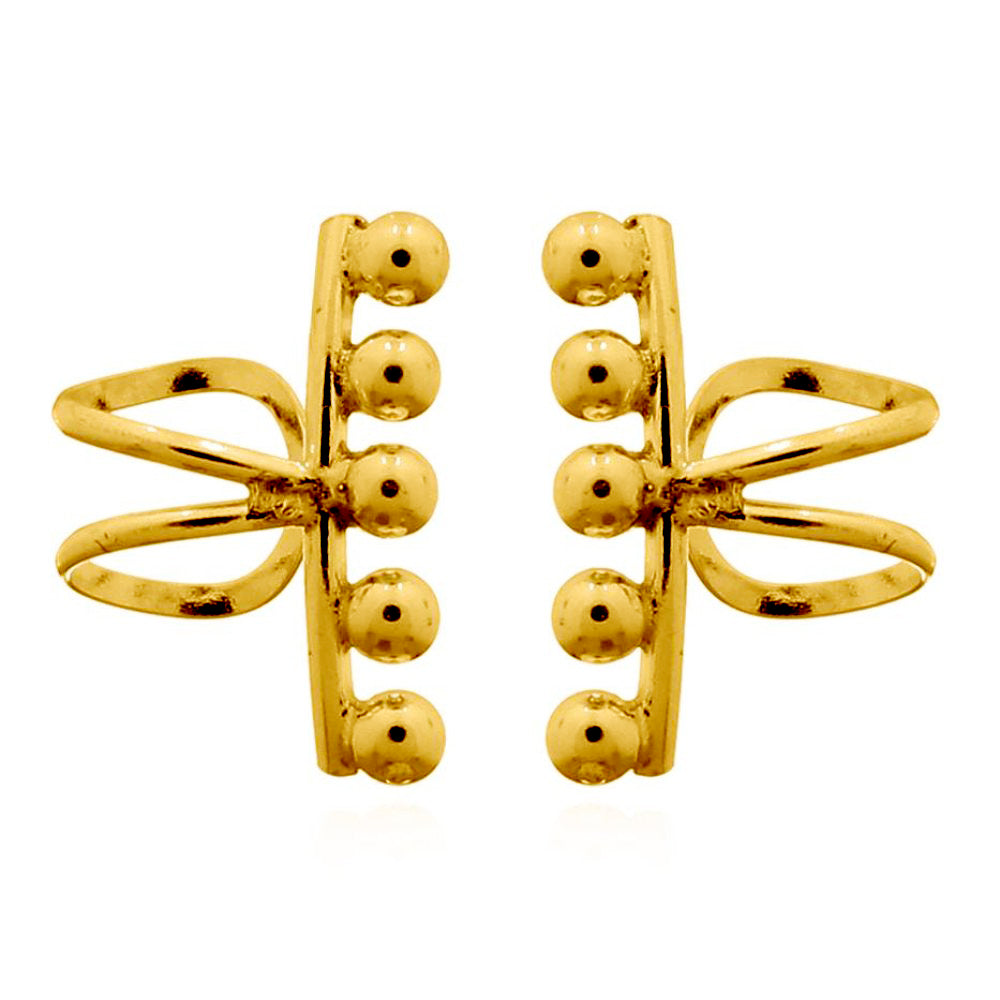 14k Gold-plated Silver  5 Jingle Balls Clip-on Helix Cuff Earrings - AEC005A