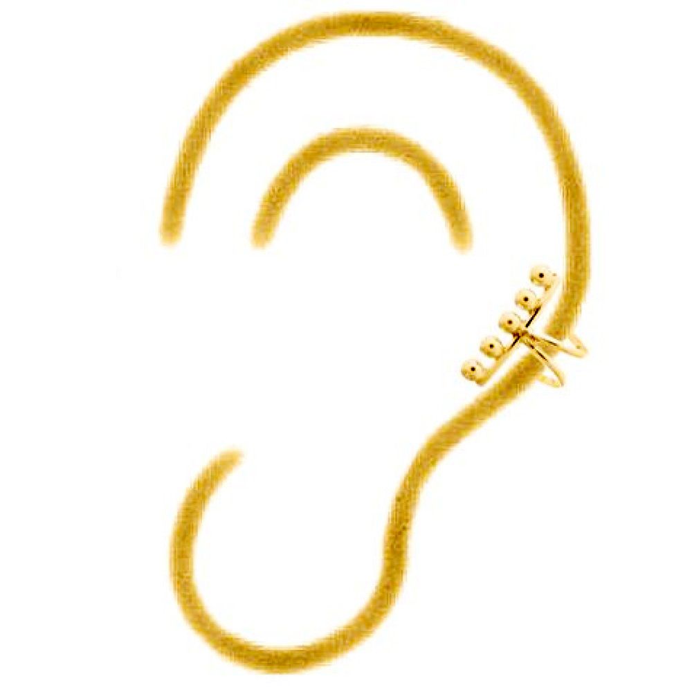 14k Gold-plated Silver  5 Jingle Balls Slip-on Helix Cuff Earrings - AEC005A