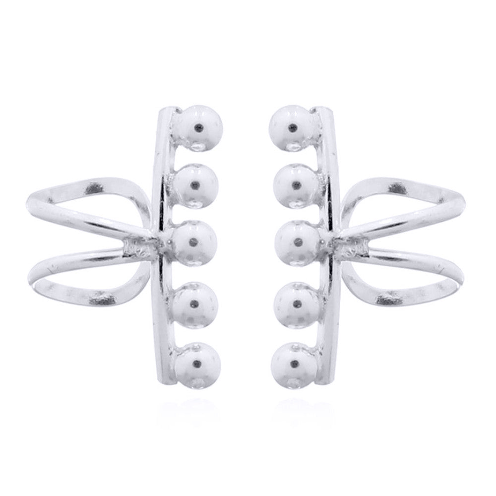 Silver  5 Jingle Balls Clip-on Helix Cuff Earrings - AEC005