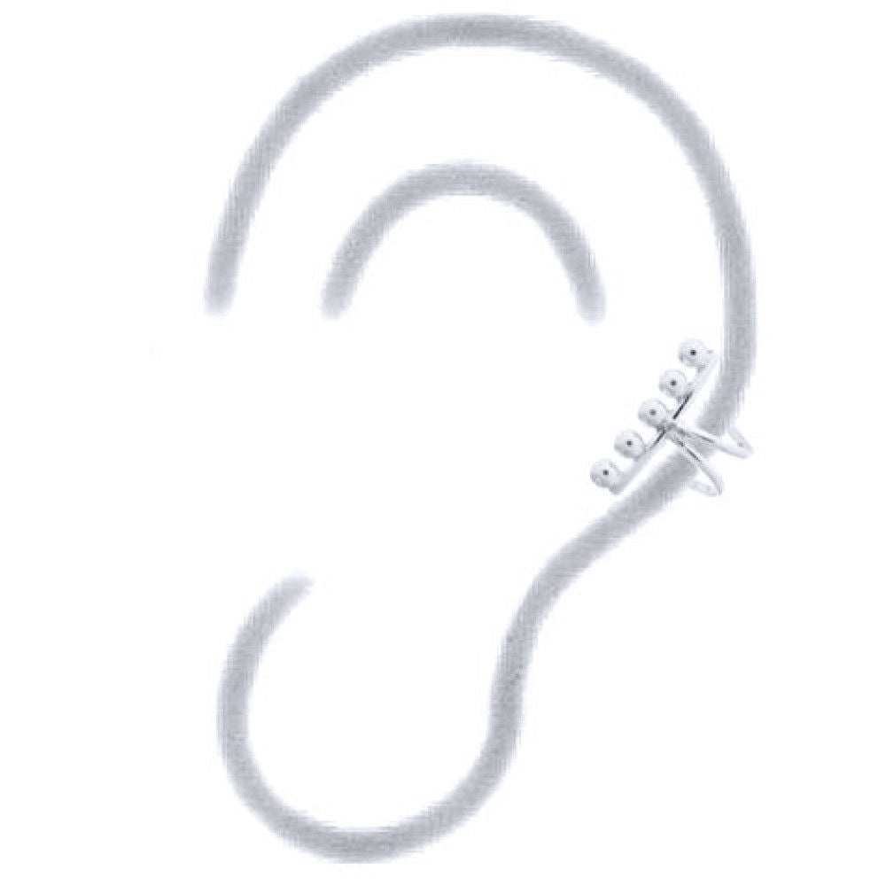 Silver  5 Jingle Balls Slip-on Helix Cuff Earrings - AEC005