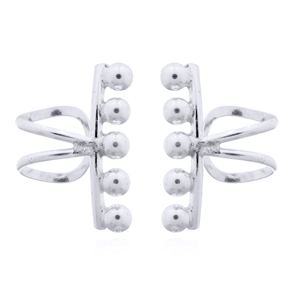 Silver  5 Jingle Balls Slip-on Helix Cuff Earrings - AEC005