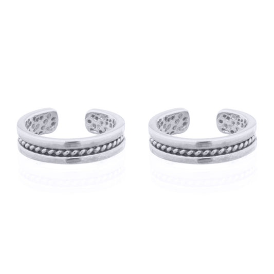 Silver  Rope Channel Flat Band Clip-on Helix Cuff Earrings - AEC006