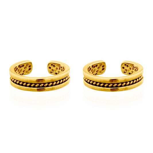 Gold-plated Silver  Rope Flat Band Clip-on Helix Cuff Earrings - AEC006A