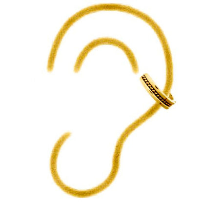 Gold-plated Silver  Rope Flat Band Slip-on Helix Cuff Earrings - AEC006A