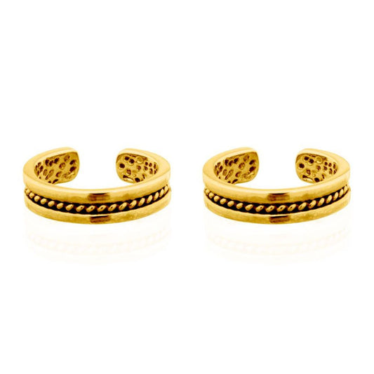 Gold-plated Silver  Rope Flat Band Slip-on Helix Cuff Earrings - AEC006A