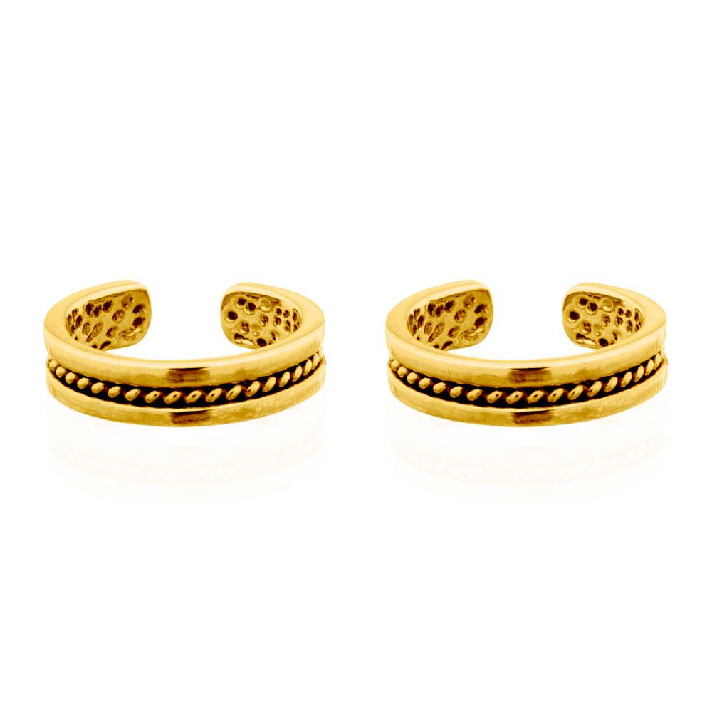 Gold-plated Silver  Rope Flat Band Slip-on Helix Cuff Earrings - AEC006A
