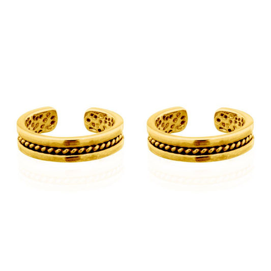 Gold-plated Silver  Rope Flat Band Slip-on Helix Cuff Earrings - AEC006A