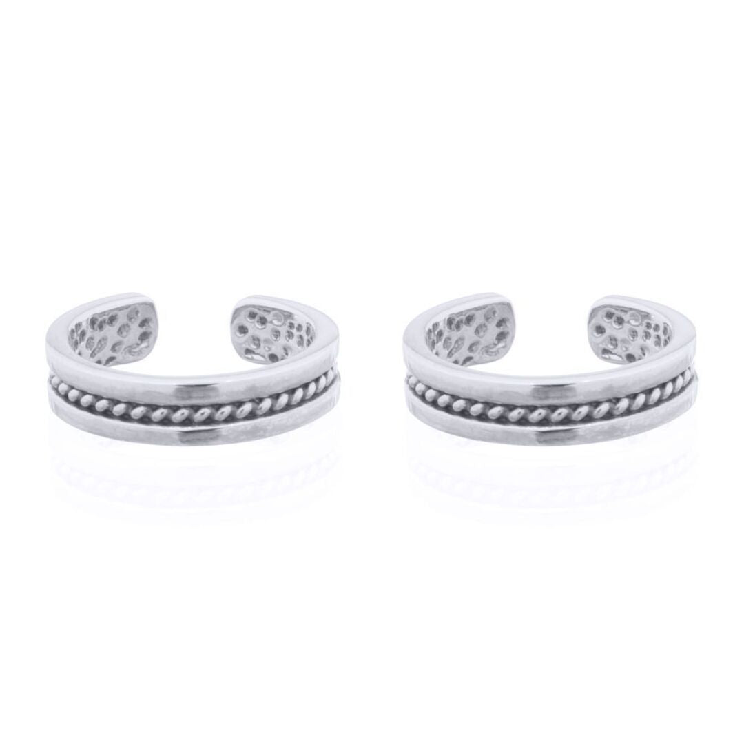 Silver  Rope Channel Flat Band Slip-on Helix Cuff Earrings - AEC006