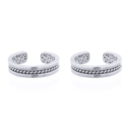 Silver  Rope Channel Flat Band Slip-on Helix Cuff Earrings - AEC006