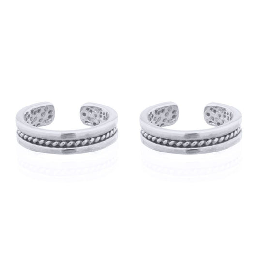 Silver  Rope Channel Flat Band Slip-on Helix Cuff Earrings - AEC006