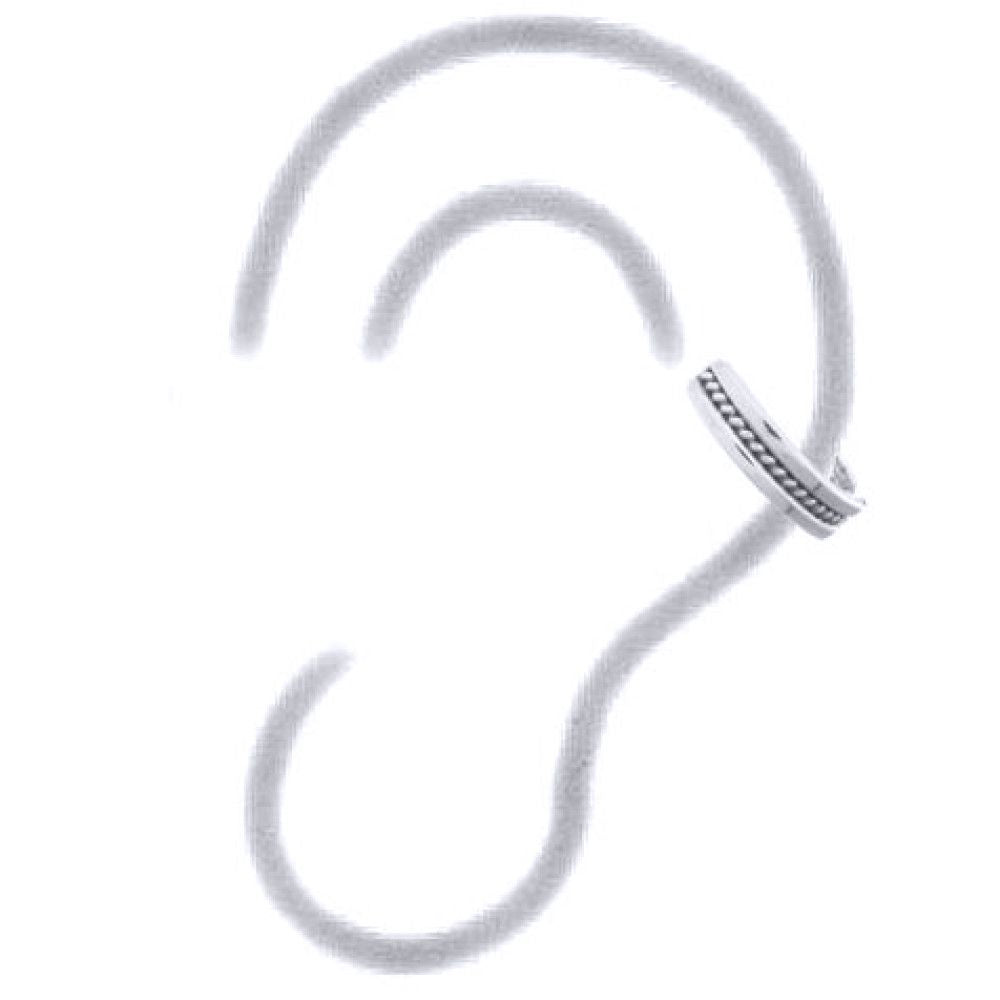Silver  Rope Channel Flat Band Slip-on Helix Cuff Earrings - AEC006