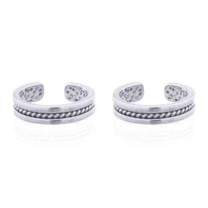 Silver  Rope Channel Flat Band Slip-on Helix Cuff Earrings - AEC006