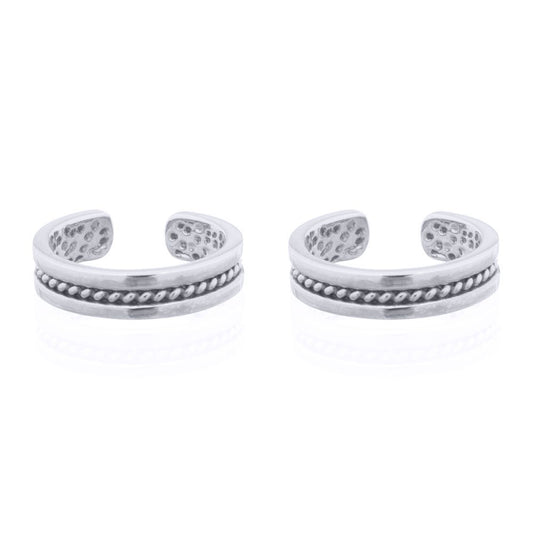 Silver  Rope Channel Flat Band Slip-on Helix Cuff Earrings - AEC006