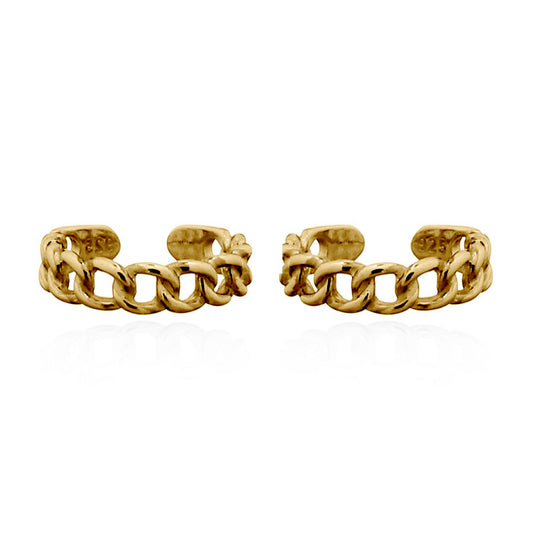 Gold-plated Silver  Albert Curb Chain Clip-on Helix Cuff Earrings - AEC007A