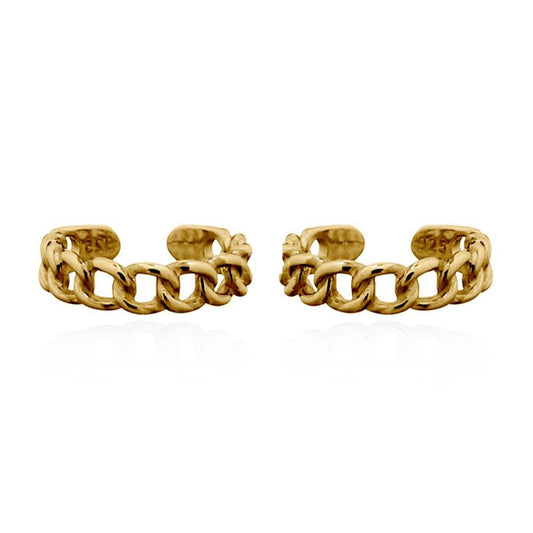 Gold-plated Silver  Albert Curb Chain Slip-on Helix Cuff Earrings - AEC007A