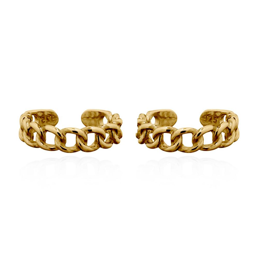 Gold-plated Silver  Albert Curb Chain Slip-on Helix Cuff Earrings - AEC007A