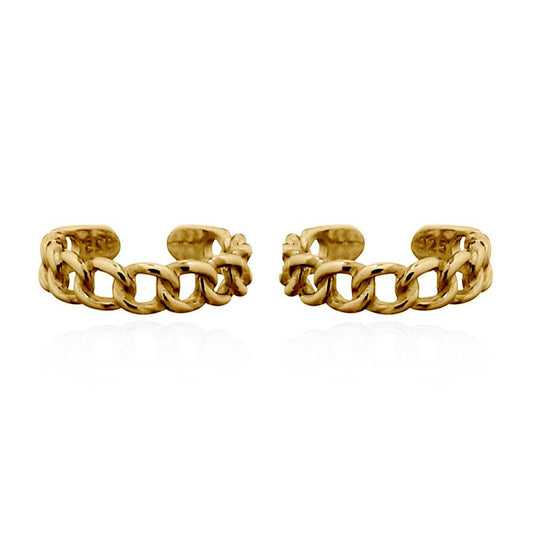 Gold-plated Silver  Albert Curb Chain Slip-on Helix Cuff Earrings - AEC007A