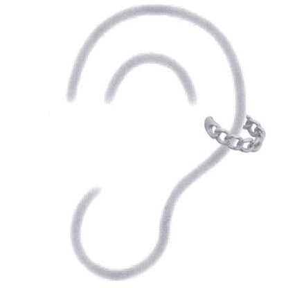 Silver  Albert Curb Link Chain Slip-on Helix Cuff Earrings - AEC007