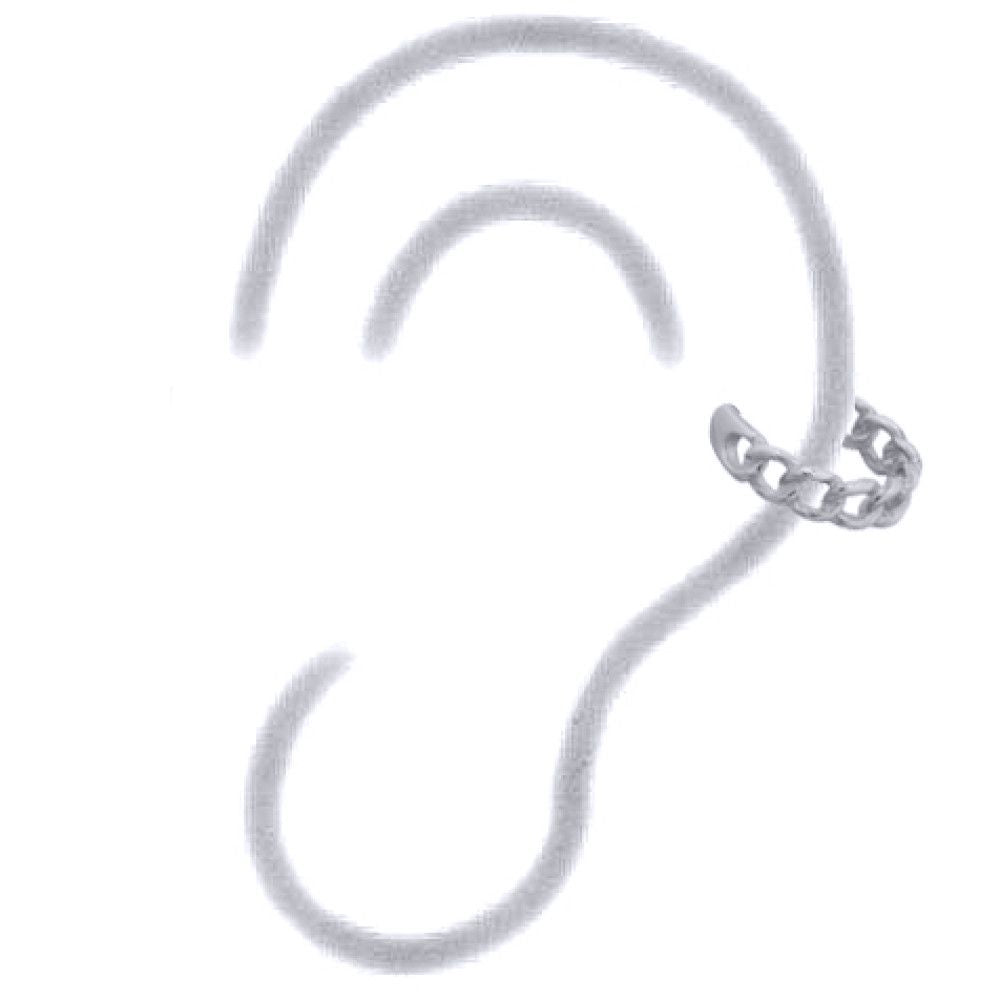 Silver  Albert Curb Link Chain Slip-on Helix Cuff Earrings - AEC007