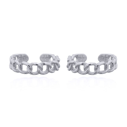 Silver  Albert Curb Link Chain Slip-on Helix Cuff Earrings - AEC007