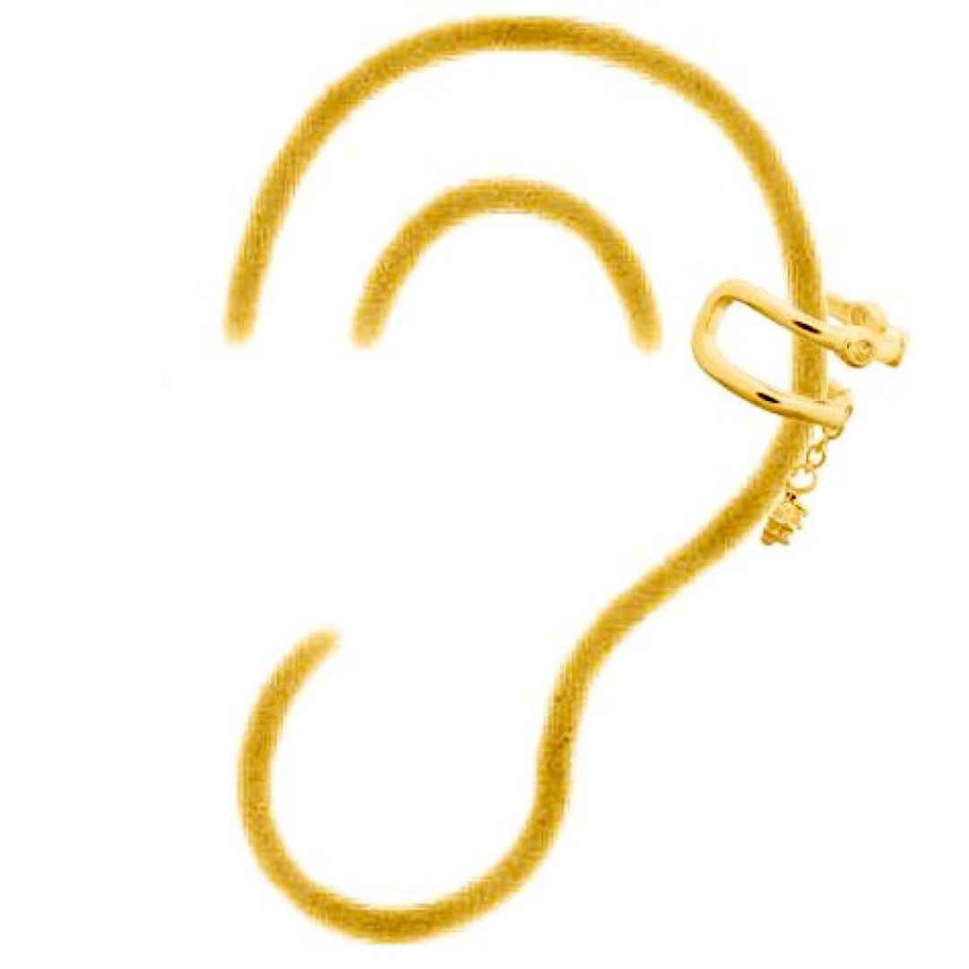 Gold-plated Silver  CZ Trilogy Slip-on Helix Cuff Earrings - AEC008A