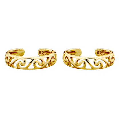 Gold-plated Silver  Filigree Wave Curl Slip-on Helix Cuff Earrings - AEC009A