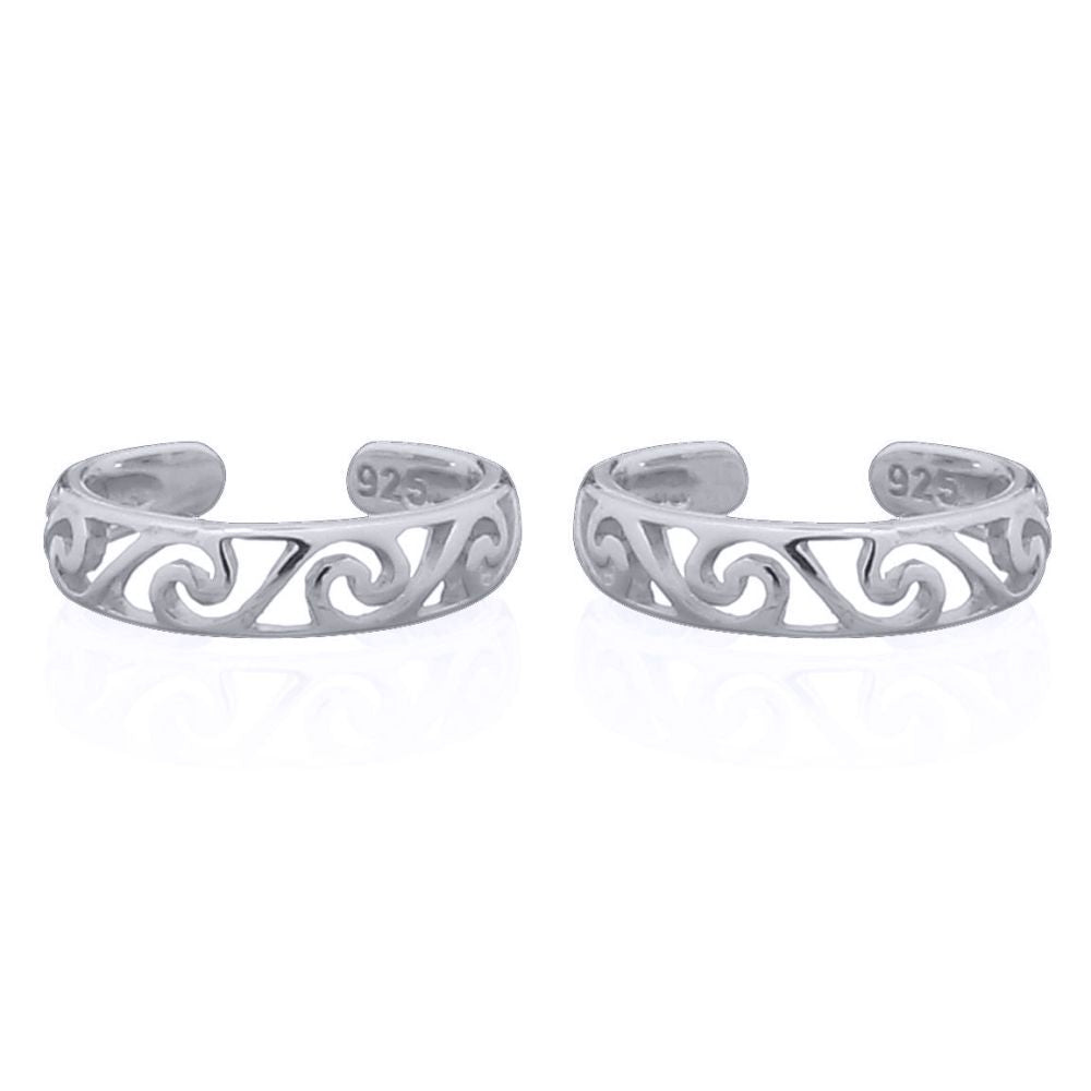 Silver  Filigree Waves Curls Slip-on Helix Cuff Earrings - AEC009