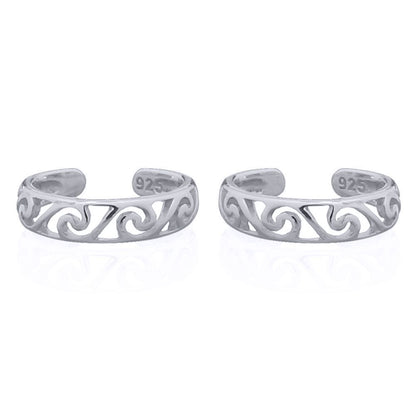 Silver  Filigree Waves Curls Slip-on Helix Cuff Earrings - AEC009