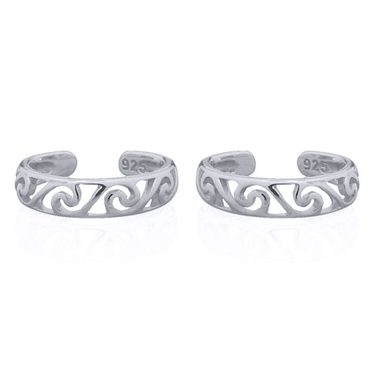 Silver  Filigree Waves Curls Slip-on Helix Cuff Earrings - AEC009