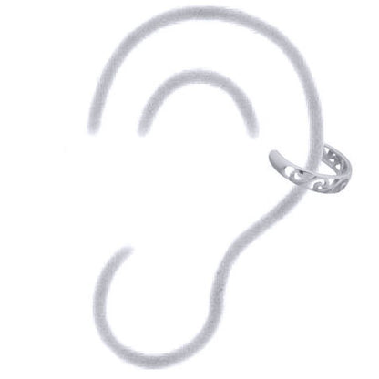 Silver  Filigree Waves Curls Slip-on Helix Cuff Earrings - AEC009