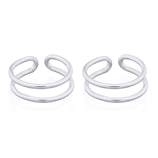 Silver  Parallel Slim Rings Clip-on Helix Cuff Earrings - AEC010