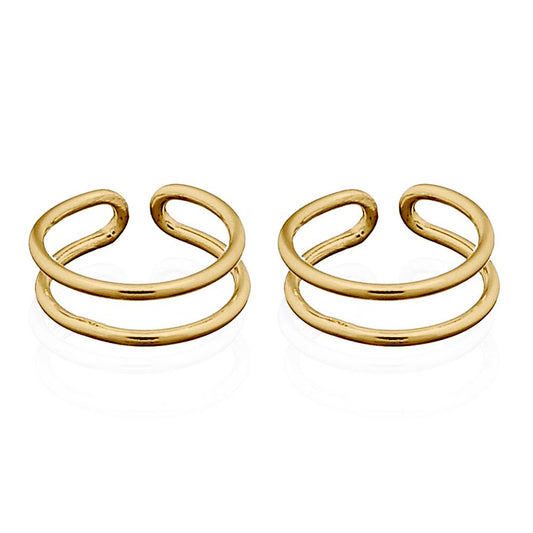 Gold-plated Silver  Parallel Slim Ring Clip-on Helix Cuff Earrings - AEC010A