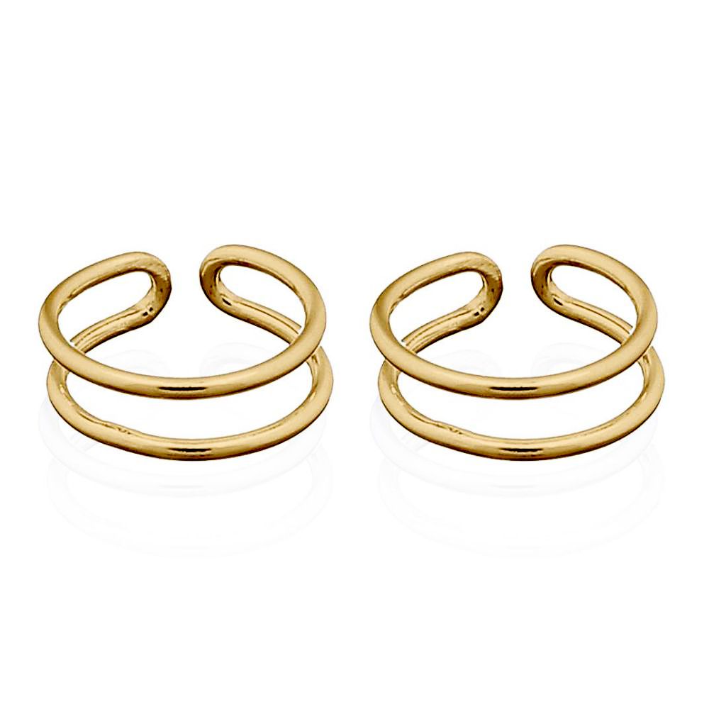 Gold-plated Silver  Parallel Slim Ring Slip-on Helix Cuff Earrings - AEC010A