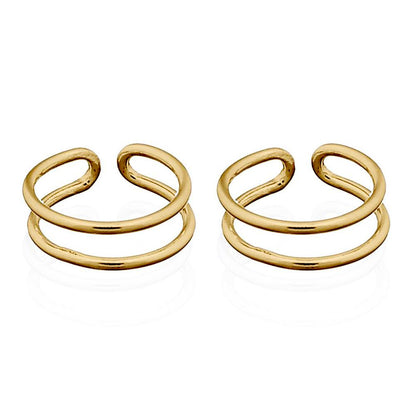 Gold-plated Silver  Parallel Slim Ring Slip-on Helix Cuff Earrings - AEC010A