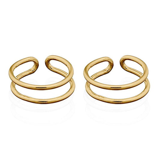 Gold-plated Silver  Parallel Slim Ring Slip-on Helix Cuff Earrings - AEC010A