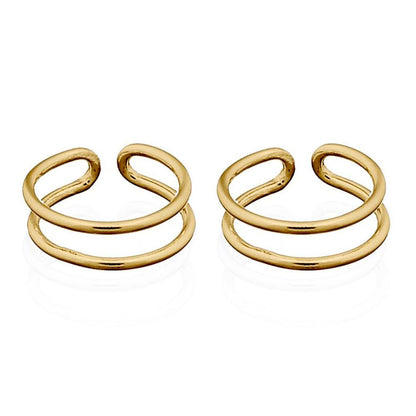 Gold-plated Silver  Parallel Slim Ring Slip-on Helix Cuff Earrings - AEC010A