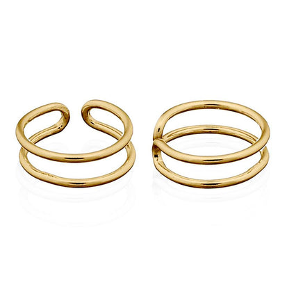 Gold-plated Silver  Parallel Slim Ring Slip-on Helix Cuff Earrings - AEC010A