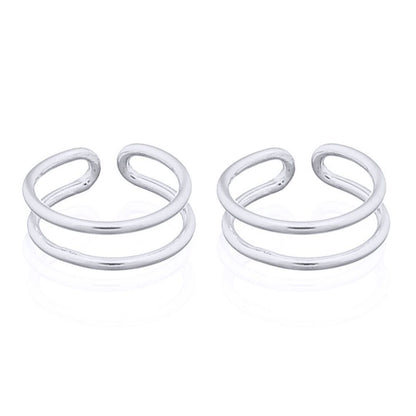 Silver  Parallel Slim Rings Slip-on Helix Cuff Earrings - AEC010