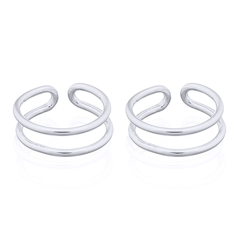 Silver  Parallel Slim Rings Slip-on Helix Cuff Earrings - AEC010