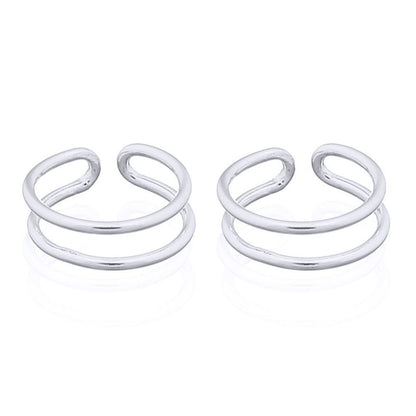Silver  Parallel Slim Rings Slip-on Helix Cuff Earrings - AEC010