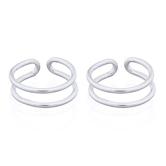 Silver  Parallel Slim Rings Slip-on Helix Cuff Earrings - AEC010