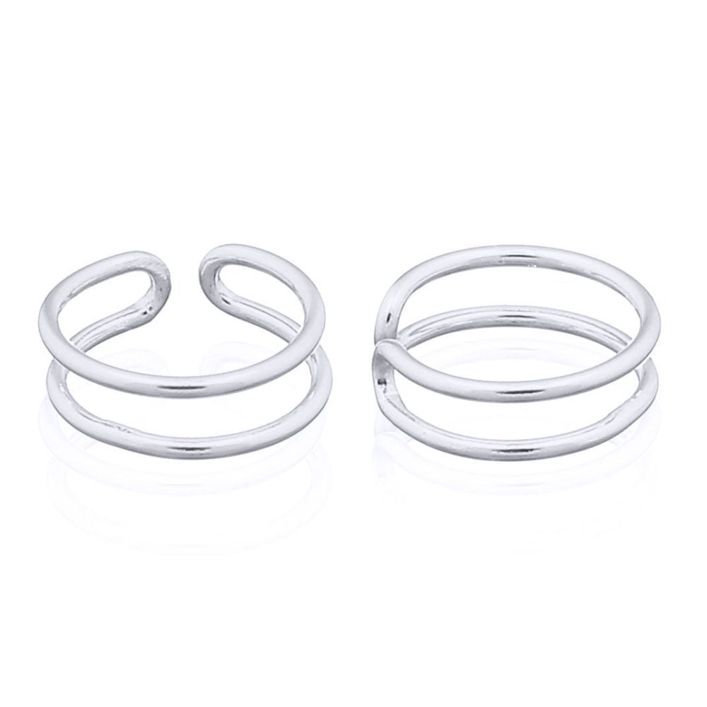 Silver  Parallel Slim Rings Slip-on Helix Cuff Earrings - AEC010
