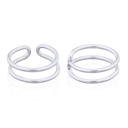 Silver  Parallel Slim Rings Slip-on Helix Cuff Earrings - AEC010