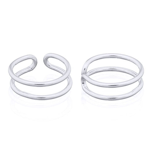 Silver  Parallel Slim Rings Slip-on Helix Cuff Earrings - AEC010