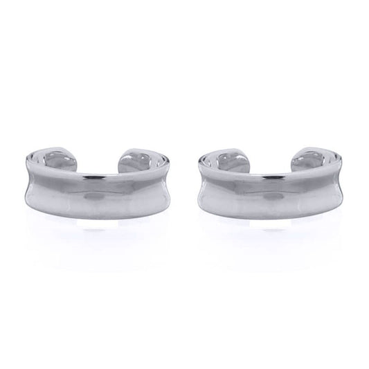 Silver Concaved Band Slip-on Helix Cuff Earrings - AEC011